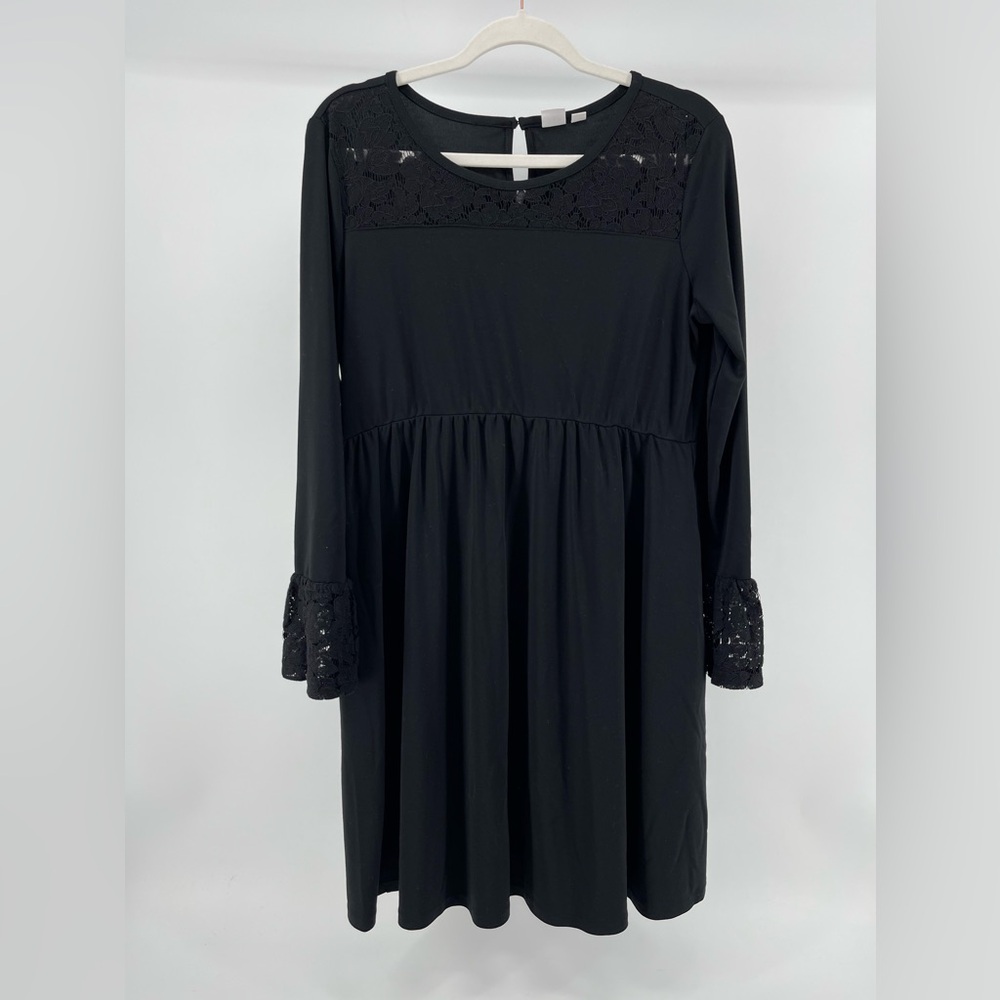 GAP Maternity Lace Trim Ponte Dress in Black, Side Pockets, Women's Medium